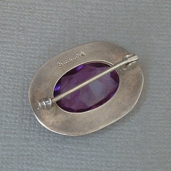 Antique ARTS CRAFTS Mission BROOCH Amethyst Paste Hallmarked c.1900s - Years After