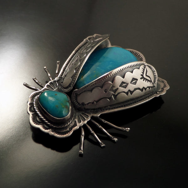 Vintage Native American STERLING Turquoise Insect Bug Brooch by AL SOMERS - YearsAfter