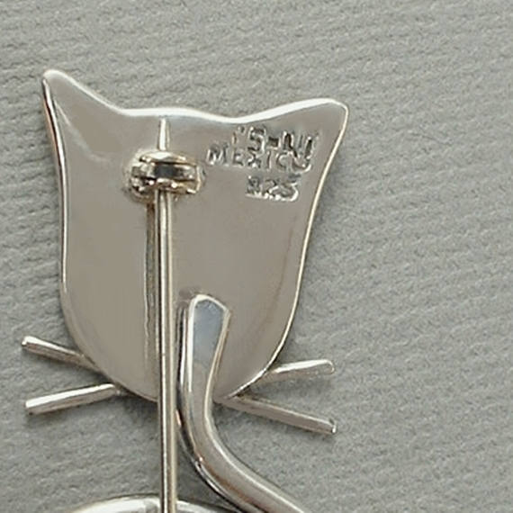 MODERNIST Vintage STERLING Silver CAT Brooch Mexican Taxco - Years After