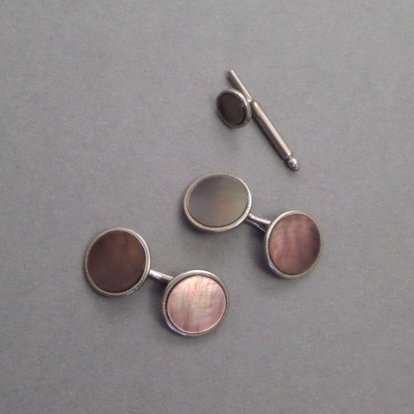 ART DECO Mother of Pearl CUFFLINKS Shirt Stud 1920's - Years After