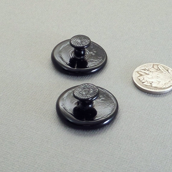 Antique CZECH Glass BUTTON Studs Black Mourning Jewelry Buttons - Years After