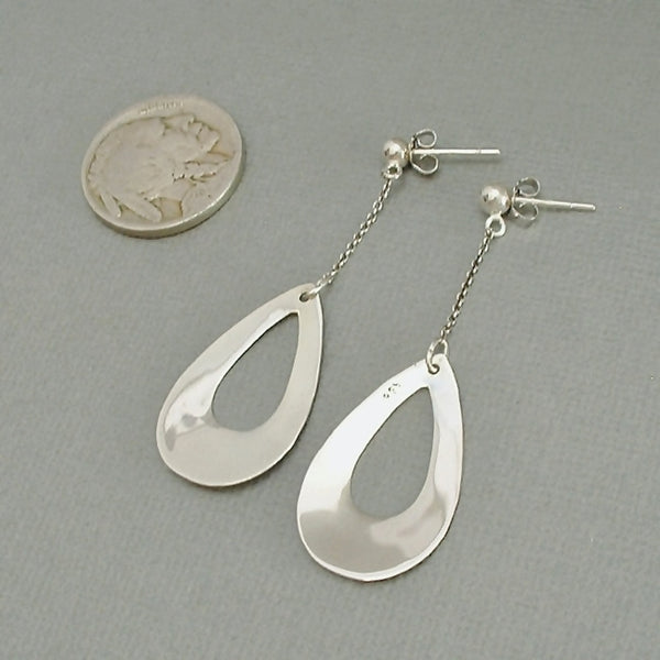 Vintage MODERNIST Sterling Drop EARRINGS Pierced Ears - Years After