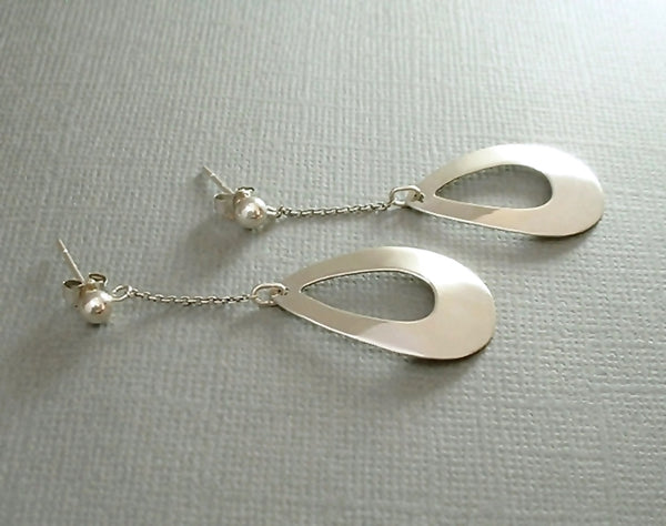 Vintage MODERNIST Sterling Drop EARRINGS Pierced Ears - Years After