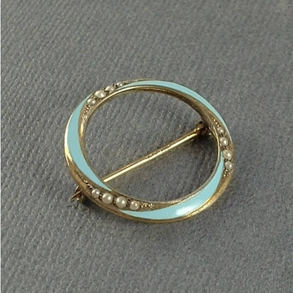 ANTIQUE Victorian Edwardian PEARL Brooch Pin Enamel Sterling Silver - Years After