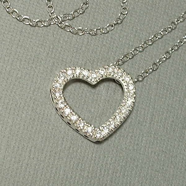 Vintage STERLING Crystal Heart Pendant Necklace CHAIN - Years After