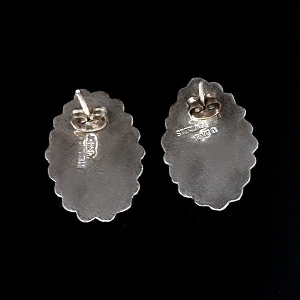 Vintage Pre-Eagle MEXICAN Sterling EARRINGS Red ONYX Pierced Ears c.1940's - Years After