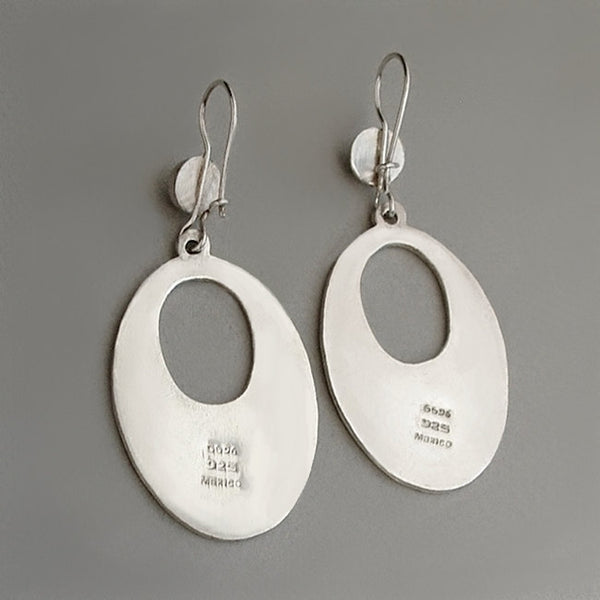 Vintage MEXICAN Sterling Hoop EARRINGS Mother of Pearl - Years After