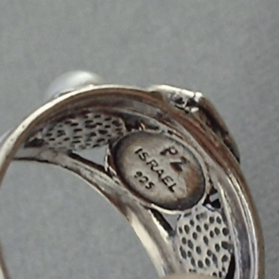 Vintage STERLING Silver PEARL Band Ring Modernist - Years After
