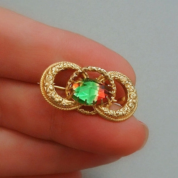 VICTORIAN Antique LOVE KNOT Brooch Watermelon Rainbow Glass c.1900's - Years After - 3