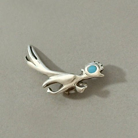 Vintage Native American ROADRUNNER Turquoise Tie Tack STERLING - Years After