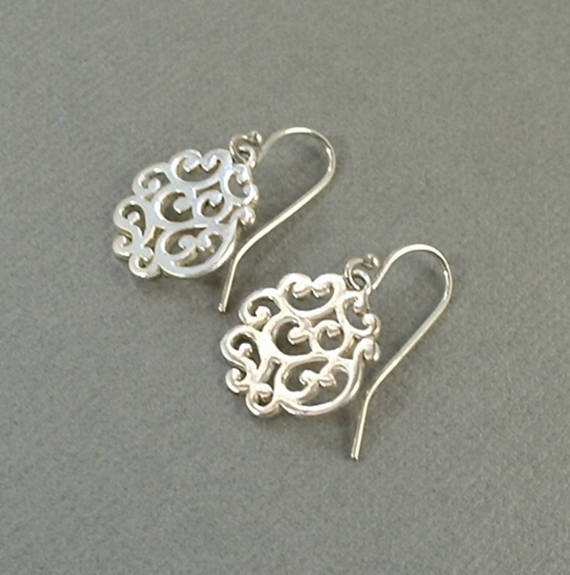 Vintage STERLING Silver Filigree Scroll Drop EARRINGS - Years After