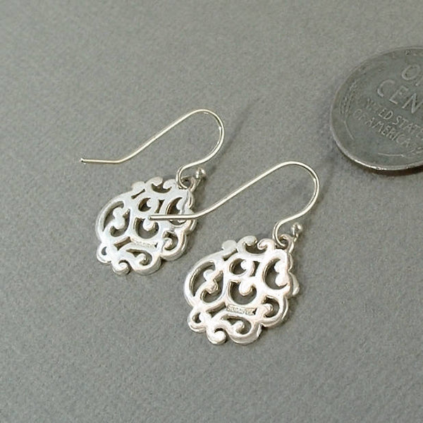 Vintage STERLING Silver Filigree Scroll Drop EARRINGS - Years After