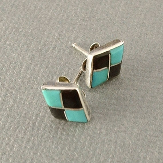 Vintage Native American ZUNI Turquoise Stud EARRINGS - Years After