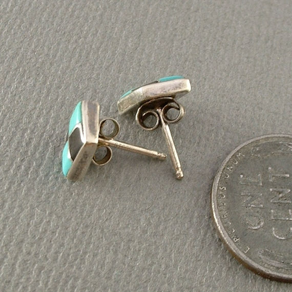 Vintage Native American ZUNI Turquoise Stud EARRINGS - Years After