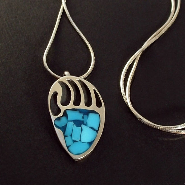 Vintage Native American Sterling NAVAJO Turquoise Pendant CHAIN - Years After