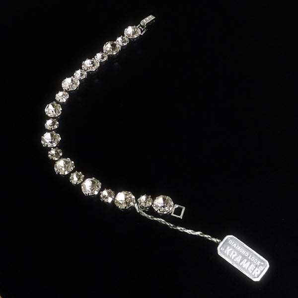 Designer Signed Vintage KRAMER Rhinestone Tennis Bracelet with TAG c.1950's - Years After