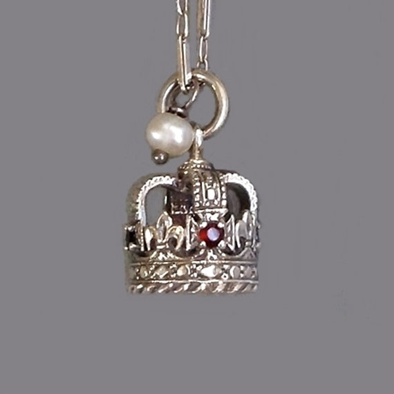 St. Edward's CROWN Charm GARNET Sapphire Sterling Tower of London - Years After