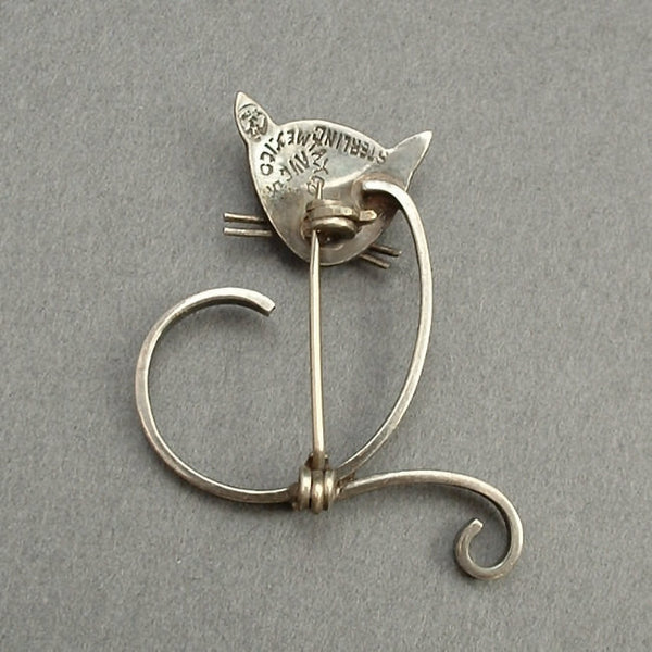 Vintage Mexican Taxco STERLING Silver CAT Brooch Modernist EAGLE Hallmarks c.1950s - Years After