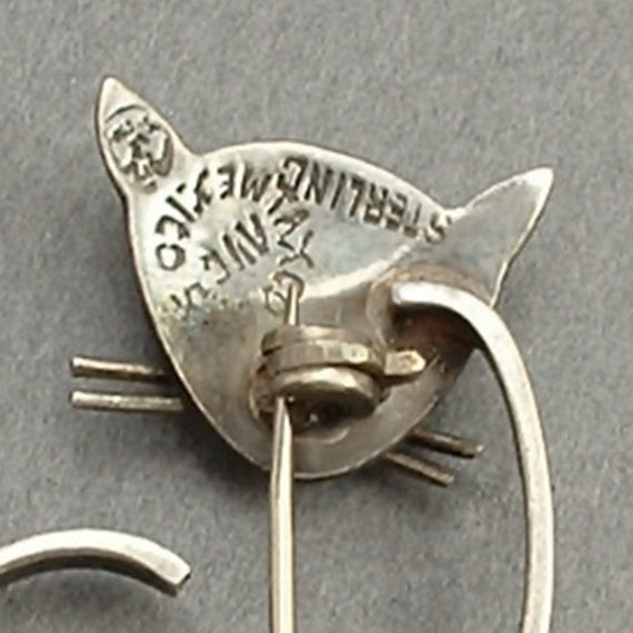 Vintage Mexican Taxco STERLING Silver CAT Brooch Modernist EAGLE Hallmarks c.1950s - Years After