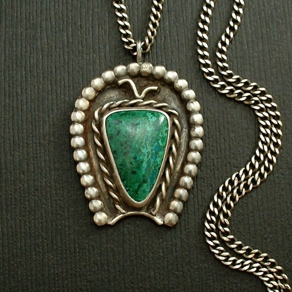 OLD PAWN Fred Harvey Era Navajo PENDANT 22" Sterling Silver Chain c.1930s - Years After