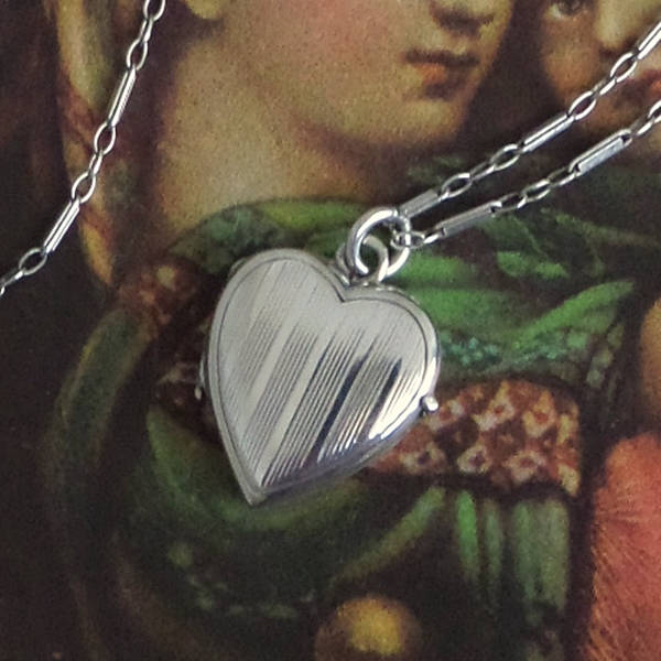 Antique ART DECO Sterling Heart LOCKET Bar Link Chain - Years After