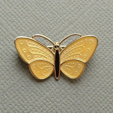 AKSEL HOLMSEN Sterling Guilloche Enamel Butterfly BROOCH Norway - Years After