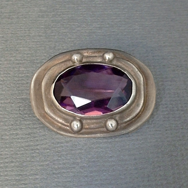 Antique ARTS CRAFTS Mission BROOCH Amethyst Paste Hallmarked c.1900s - Years After