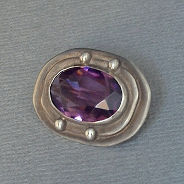 Antique ARTS CRAFTS Mission BROOCH Amethyst Paste Hallmarked c.1900s - Years After