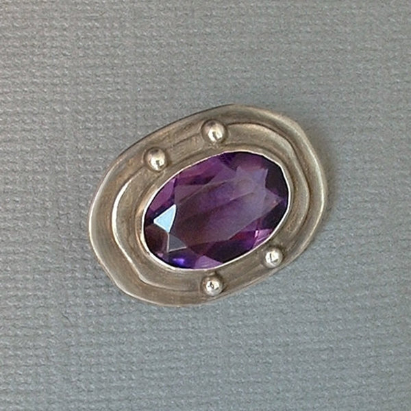 Antique ARTS CRAFTS Mission BROOCH Amethyst Paste Hallmarked c.1900s - Years After