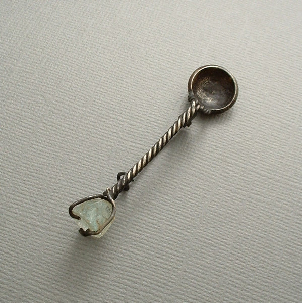 ANTIQUE Brazilian 20 Reis COIN Spoon Gemstone BROOCH - Years After