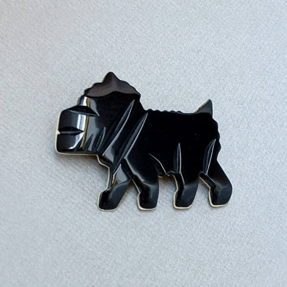 ART DECO Black Bakelite Scottie DOG Brooch - Years After