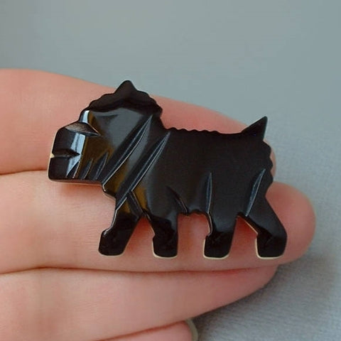 ART DECO Black Bakelite Scottie DOG Brooch - Years After