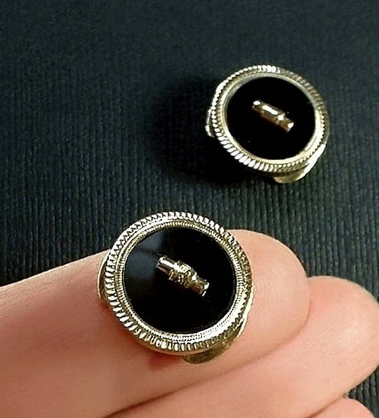 14K Antique VICTORIAN Mourning Jewelry BUTTON Covers c.1880's - Years After