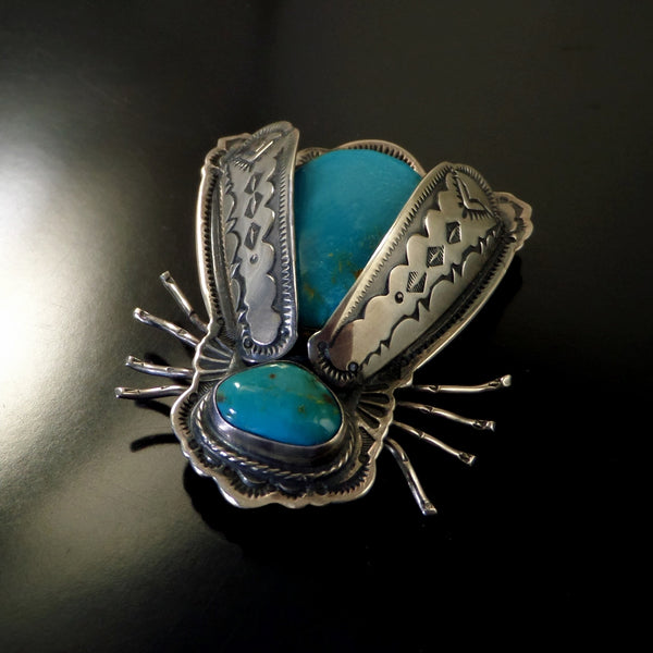 Vintage Native American STERLING Turquoise Insect Bug Brooch by AL SOMERS - YearsAfter
