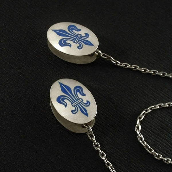 Fleur-De-Lis ENAMEL Sterling Antique Sweater CLIPS - Years After