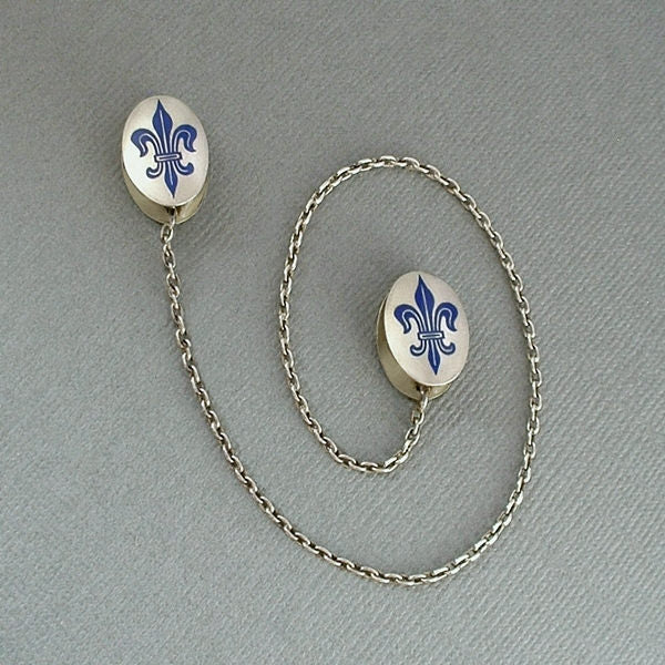 Fleur-De-Lis ENAMEL Sterling Antique Sweater CLIPS - Years After