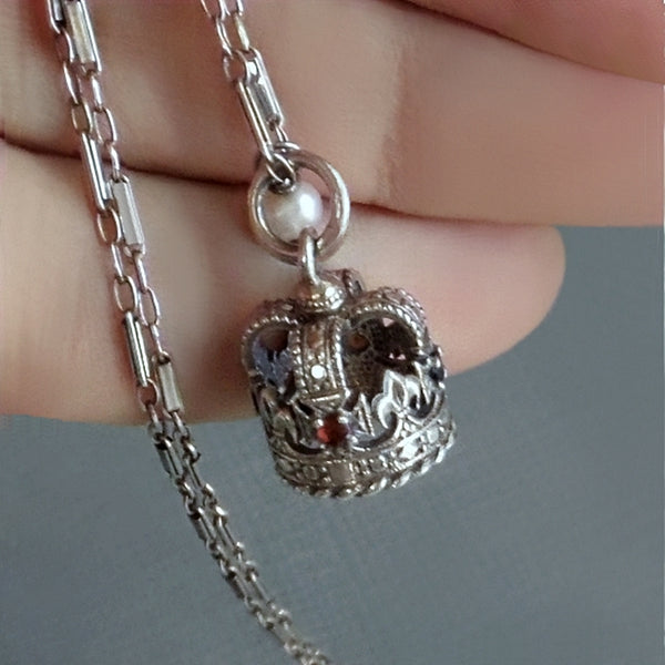 St. Edward's CROWN Charm GARNET Sapphire Sterling Tower of London - Years After