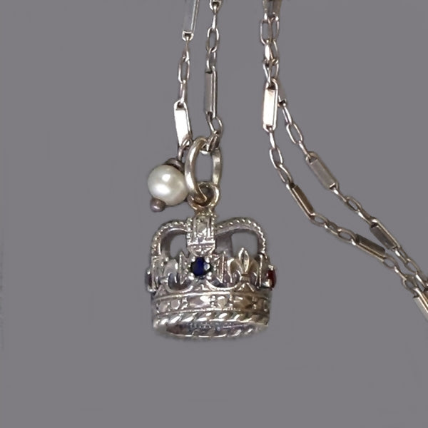 St. Edward's CROWN Charm GARNET Sapphire Sterling Tower of London - Years After