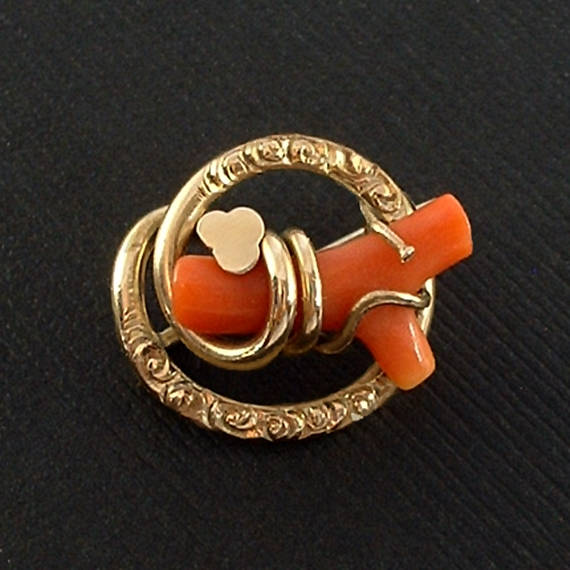 Antique Victorian Eternal LOVE Knot CORAL Brooch - Years After