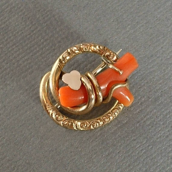 Antique Victorian Eternal LOVE Knot CORAL Brooch - Years After