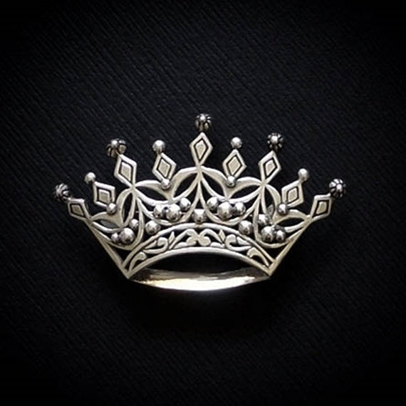 Vintage STERLING Silver Queens CROWN Brooch Signed JEZLAINE - Years After