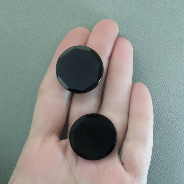 Antique CZECH Glass BUTTON Studs Black Mourning Jewelry Buttons - Years After