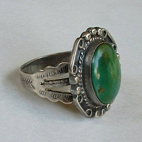 FRED HARVEY Era Native American Turquoise RING Old Pawn 1930's