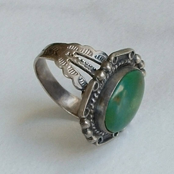 FRED HARVEY Era Native American Turquoise RING Old Pawn 1930's