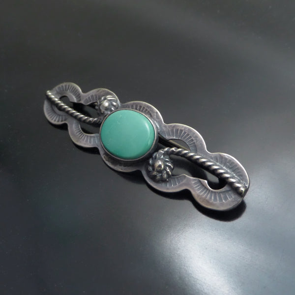 Vintage NATIVE American Fred Harvey Sterling Turquoise BROOCH - YearsAfter