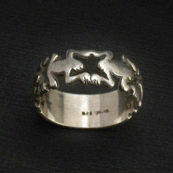 SIGNED Vintage Sterling Silver FROG Ring Friendship Band ROMA 1970s - Years After