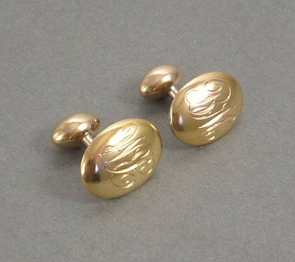 Antique 10K GOLD Victorian CUFFLINKS Initials BM - Years After