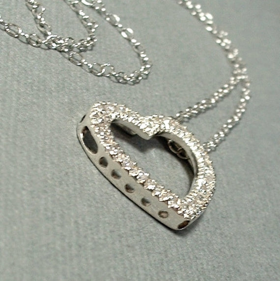 Vintage STERLING Crystal Heart Pendant Necklace CHAIN - Years After