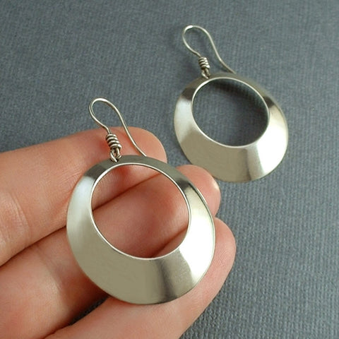 Vintage STERLING Silver MODERNIST Hoop Earrings Hallmarked c.1970's - Years After