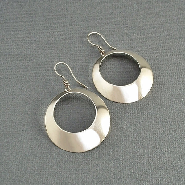 Vintage STERLING Silver MODERNIST Hoop Earrings Hallmarked c.1970's - Years After